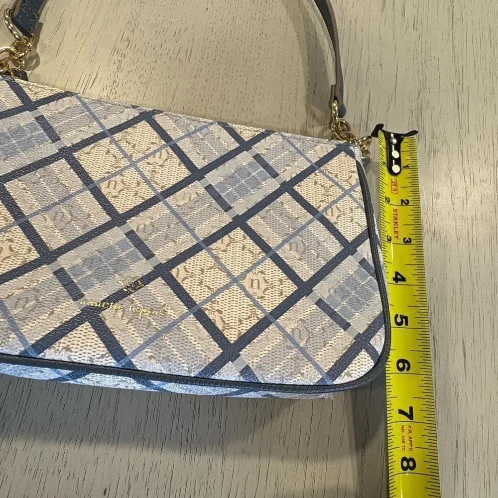 Nanette Lepore Blue and Cream Checkered Shoulder Bag